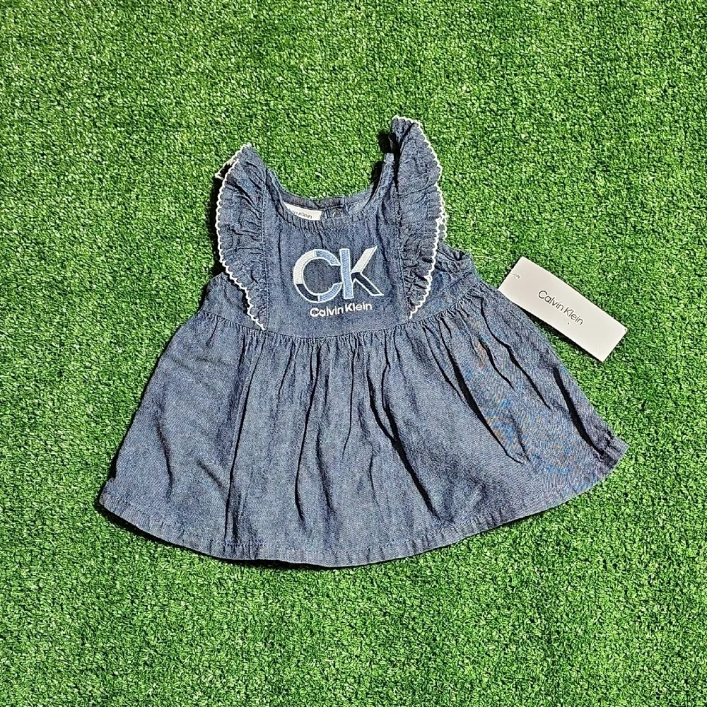 Calvin Klein Blue Baby Dress with Ruffles